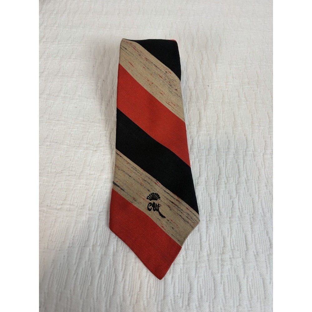 Neck Tie Vintage Countess Mara 60s Striped Red Navy combo CM Logo